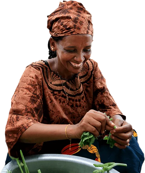 smiling woman working with harvest