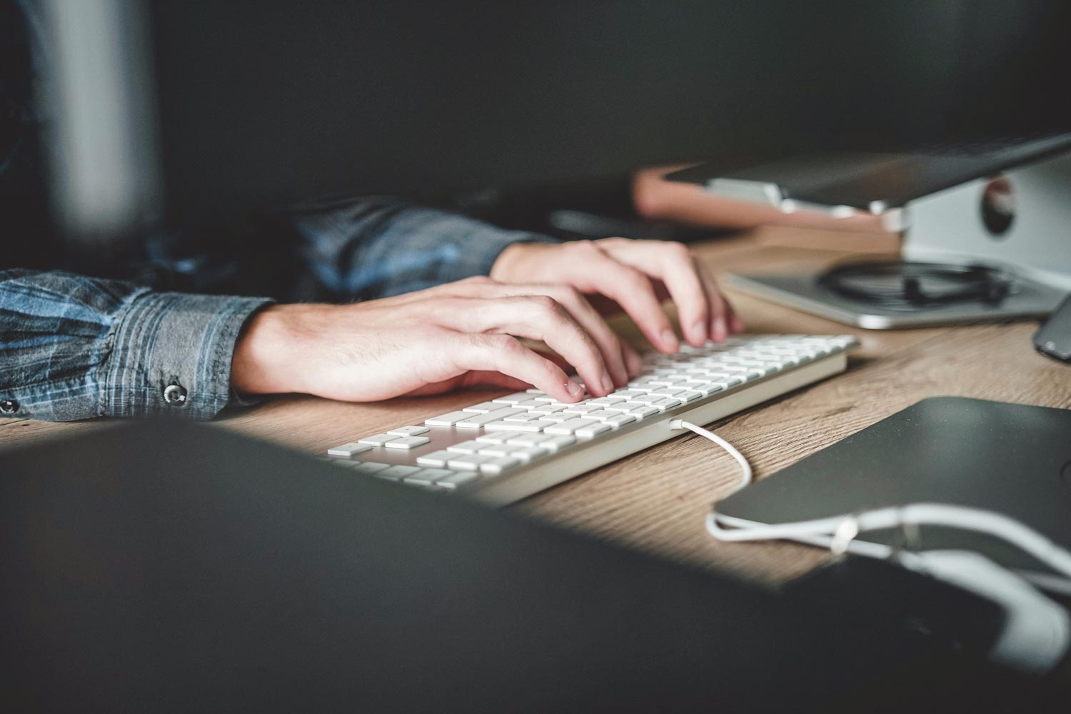 computer hands typing