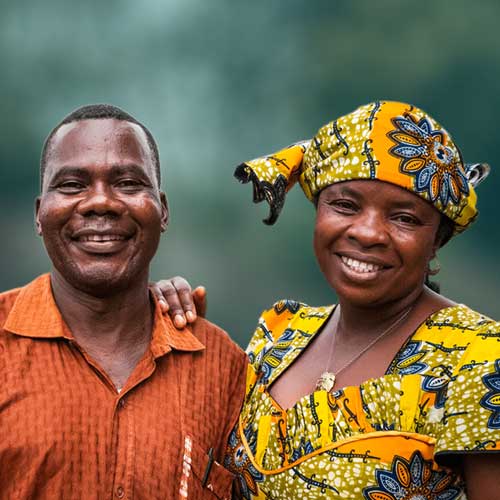 Man woman smiling